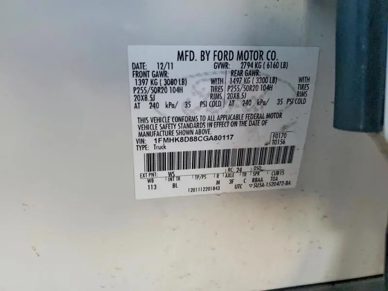 2012 FORD EXPLORER XLT  