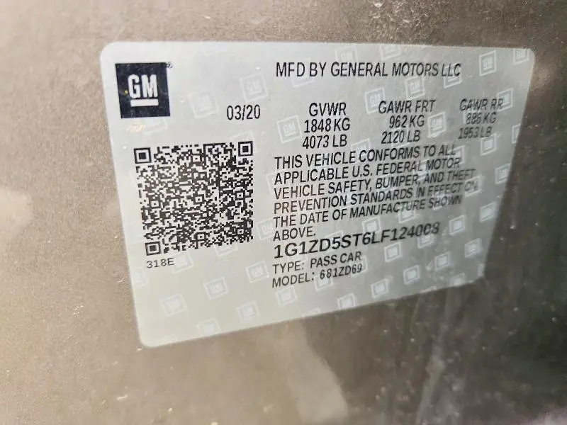 2020 CHEVROLET MALIBU LT  