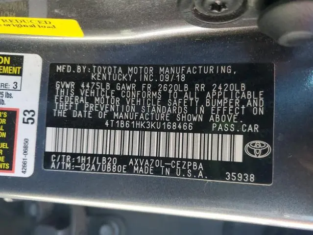 2019 TOYOTA CAMRY XSE  