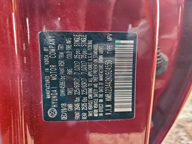 2019 HYUNDAI TUCSON SE  