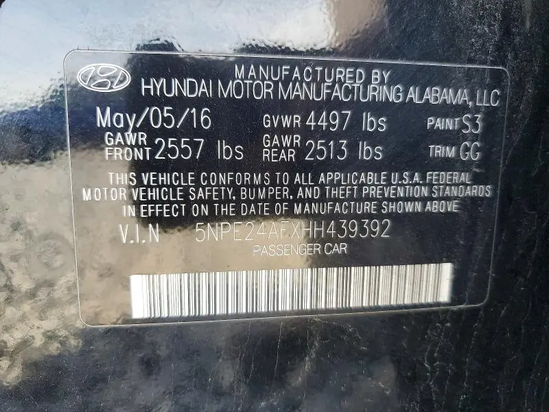 2017 HYUNDAI SONATA SE  
