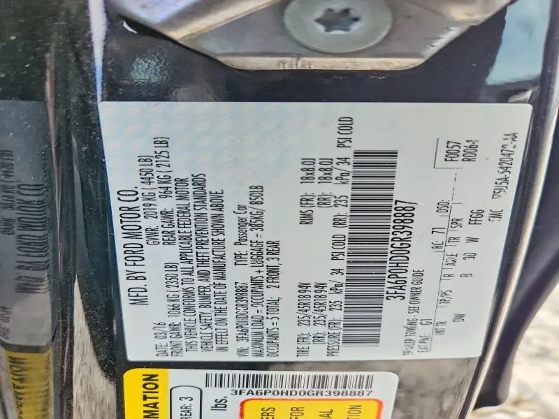 2016 FORD FUSION SE  