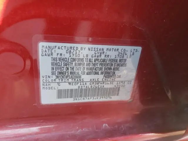 2018 NISSAN VERSA S