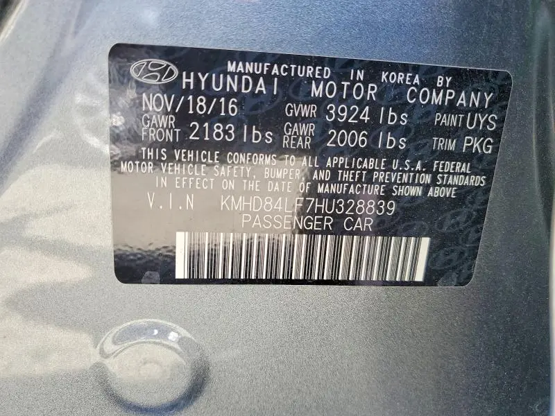 2017 HYUNDAI ELANTRA LIMITED  