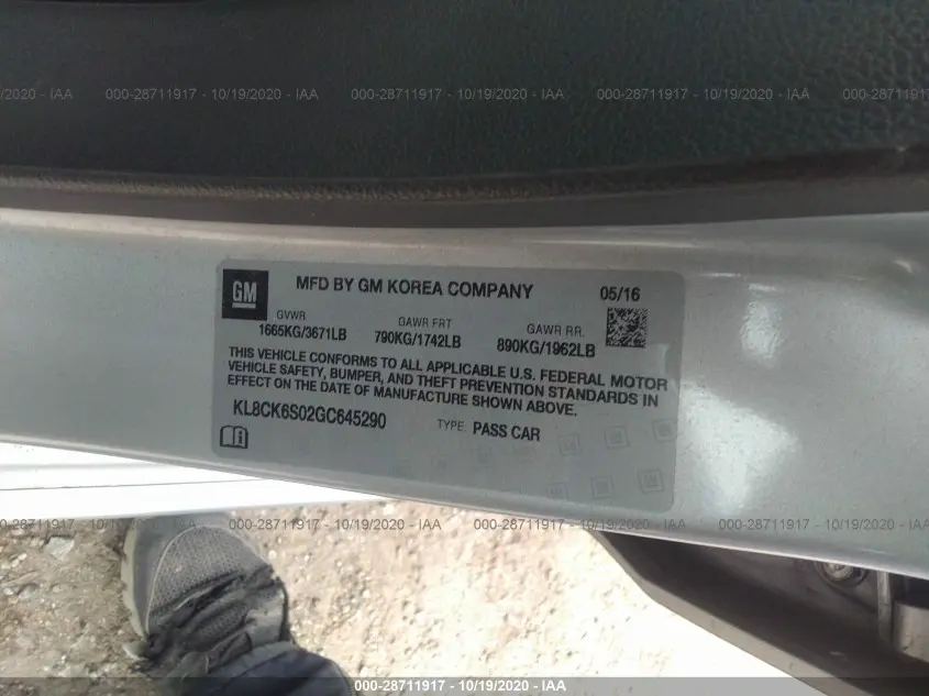 2016 CHEVROLET SPARK EV LT