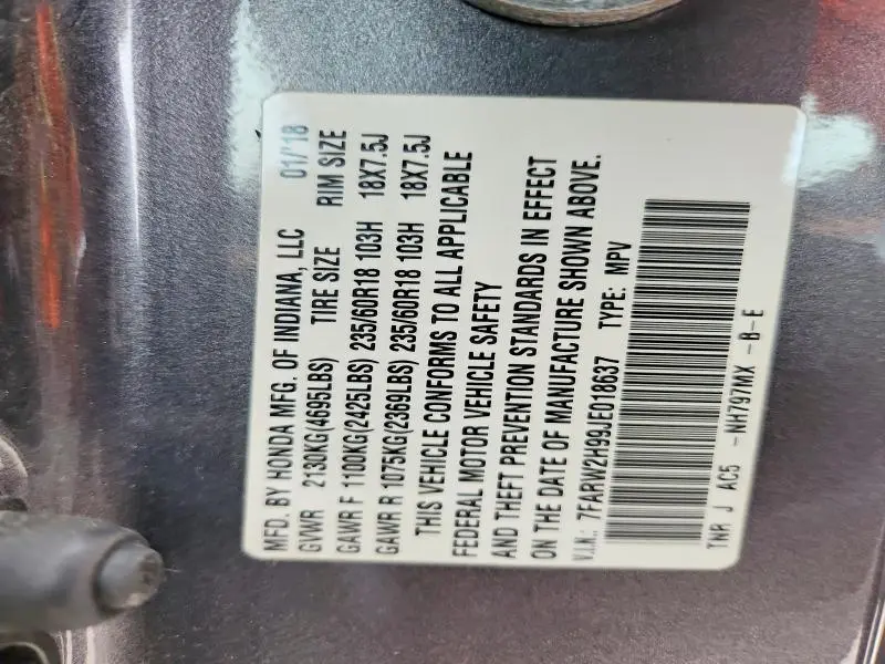 2018 HONDA CR-V TOURING  