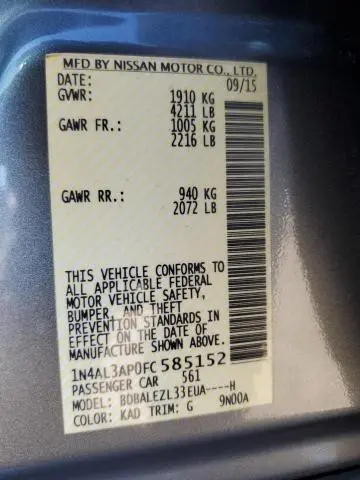 2015 NISSAN ALTIMA 2.5  