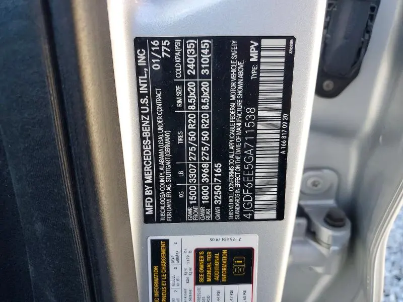 2016 MERCEDES-BENZ GL 450 4MATIC  