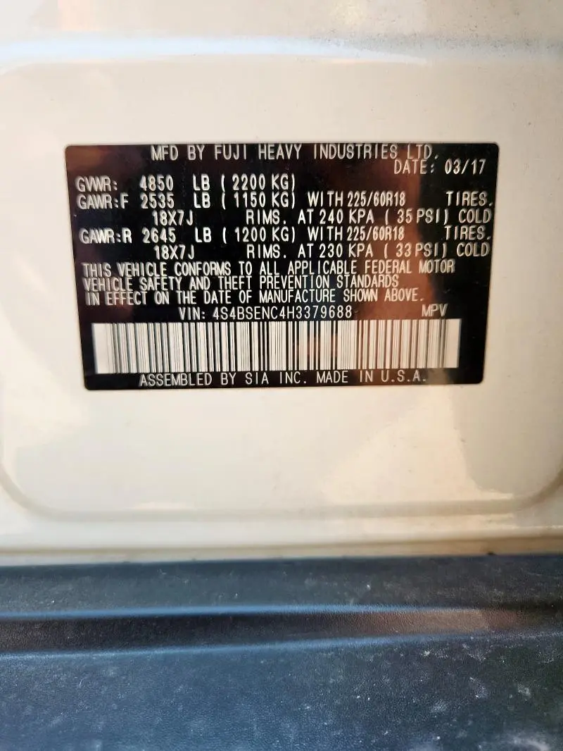 2017 SUBARU OUTBACK 3.6R LIMITED  