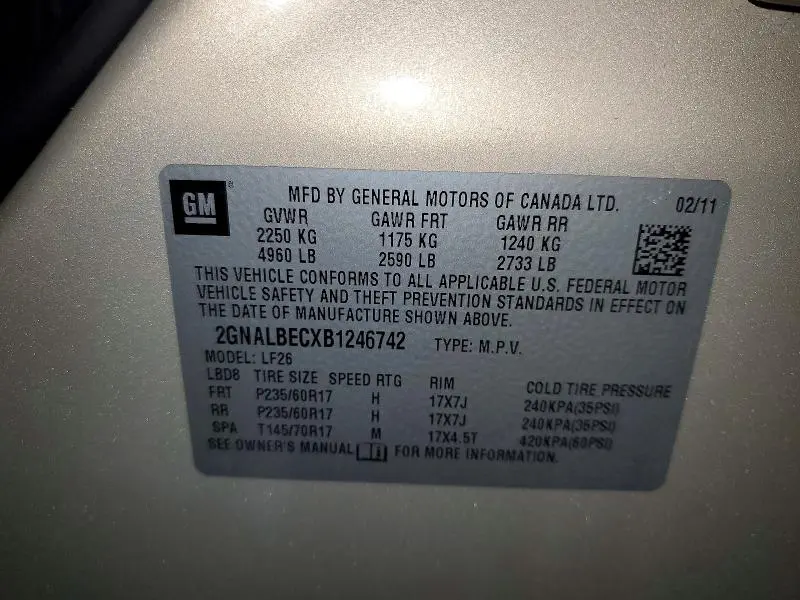 2011 CHEVROLET EQUINOX LS  