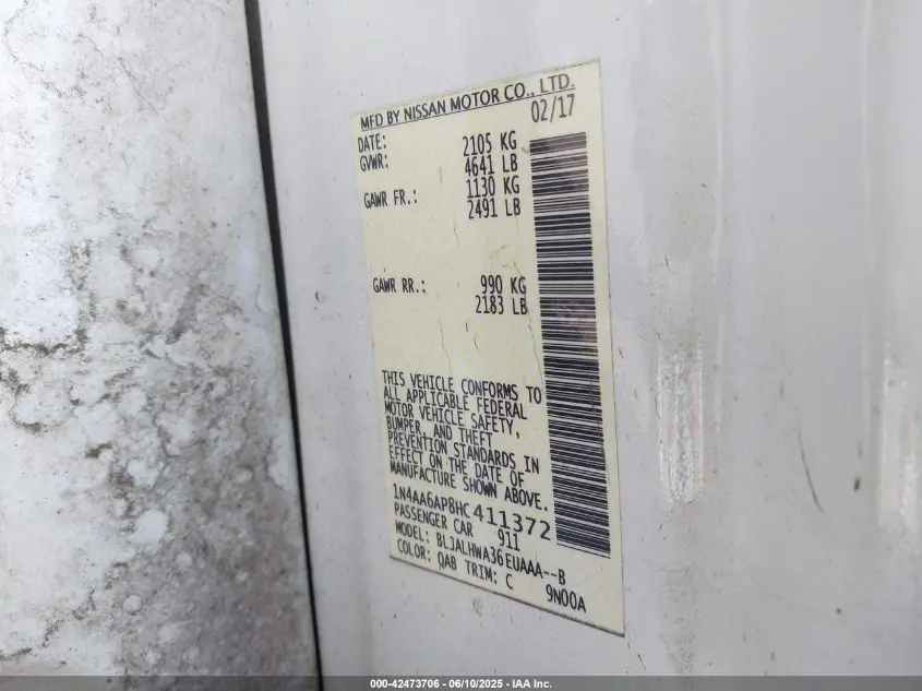 2017 NISSAN MAXIMA 3.5 PLATINUM