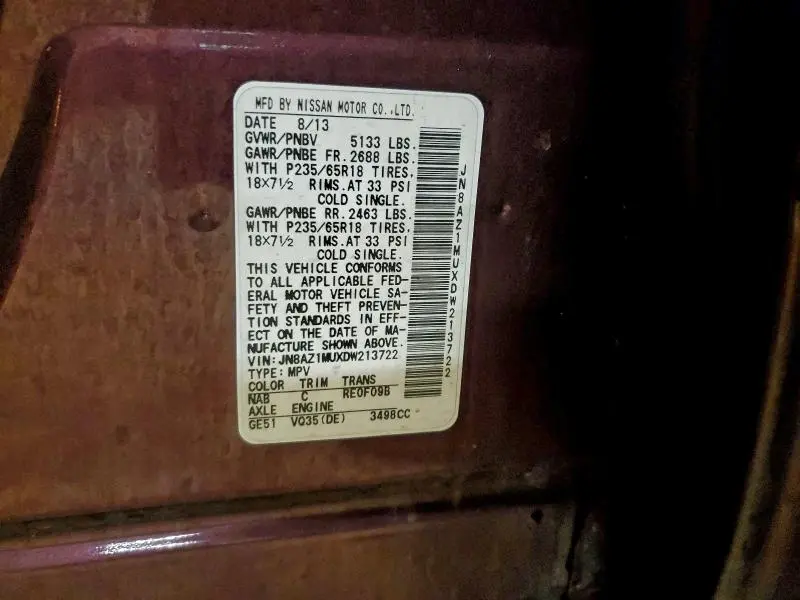 2013 NISSAN MURANO S  