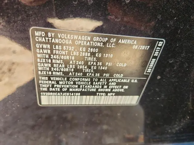 2018 VOLKSWAGEN ATLAS SE  