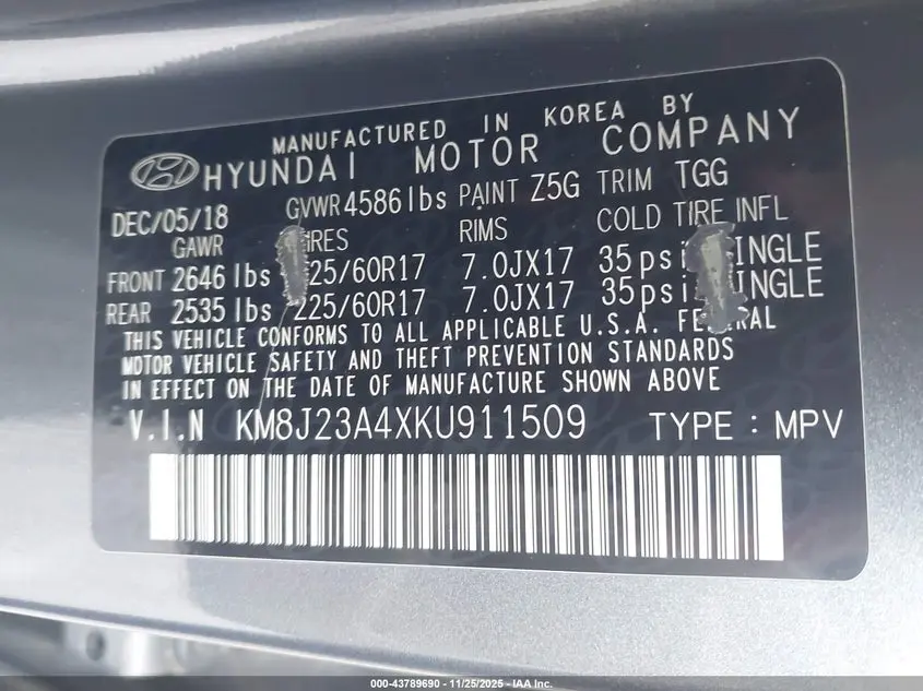 2019 HYUNDAI TUCSON SE