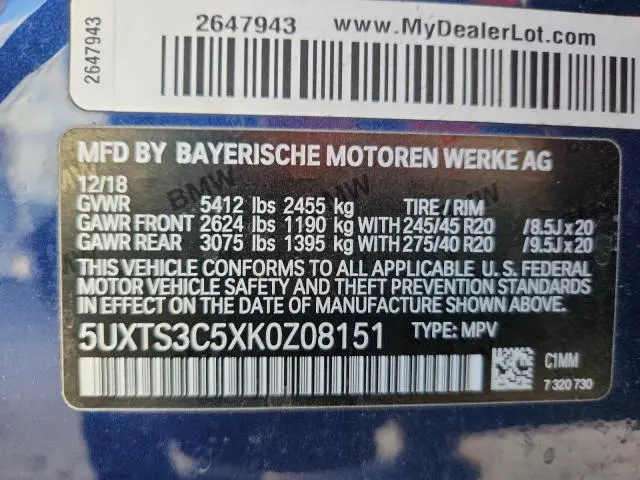 2019 BMW X3 XDRIVEM40I  