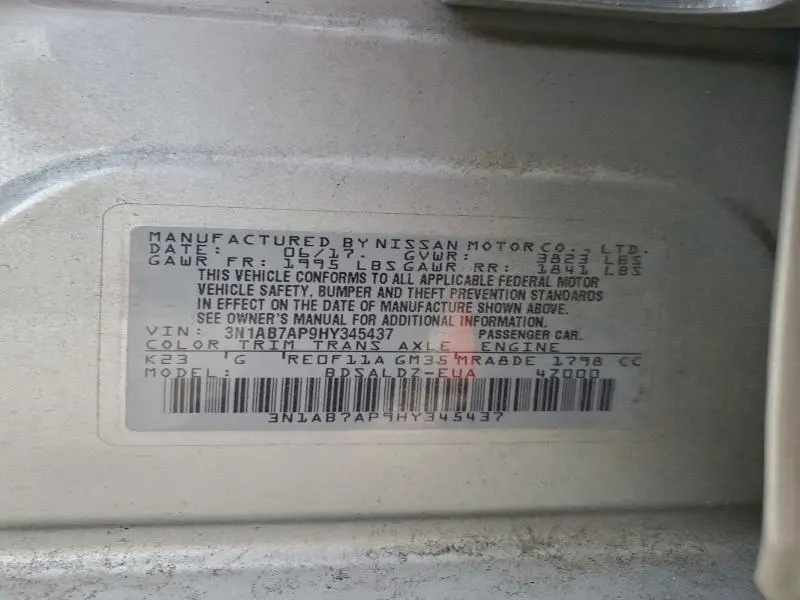 2017 NISSAN SENTRA S  