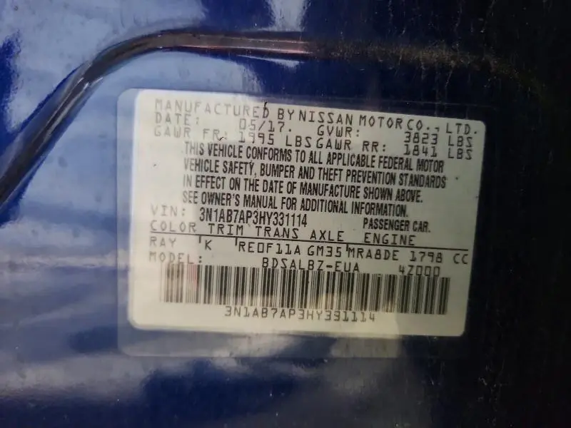 2017 NISSAN SENTRA S  