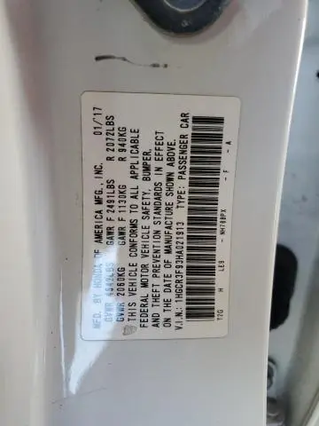 2017 HONDA ACCORD TOURING  