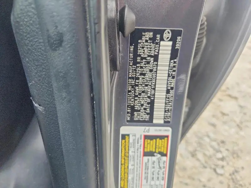 2012 TOYOTA CAMRY SE  