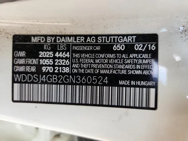 2016 MERCEDES-BENZ CLA 250 4MATIC  