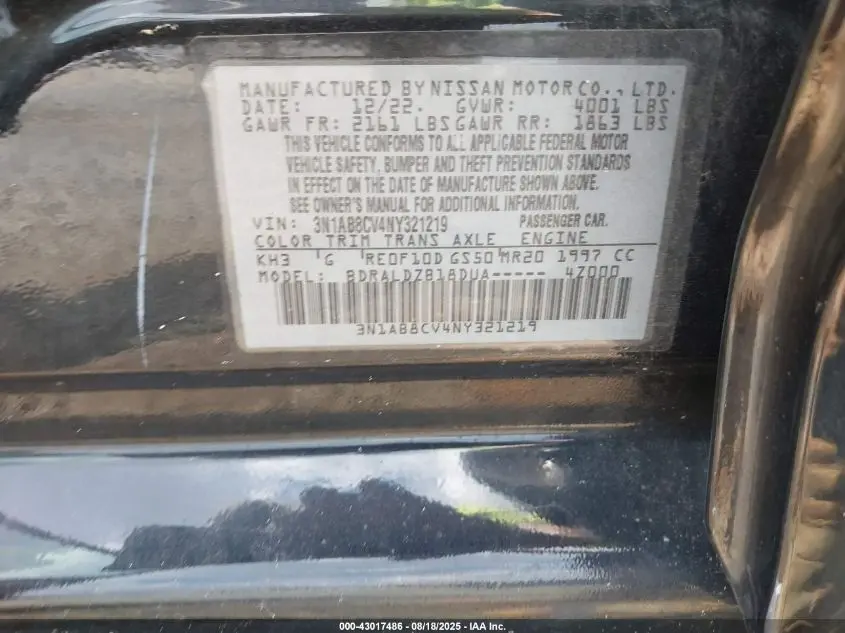 2022 NISSAN SENTRA SV XTRONIC CVT