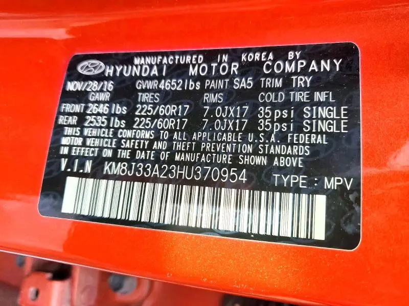 2017 HYUNDAI TUCSON LIMITED  