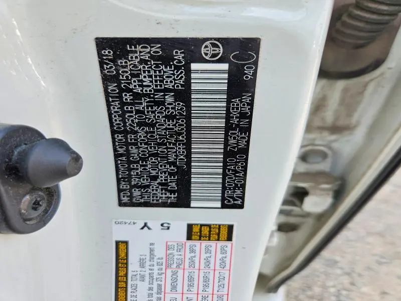 2018 TOYOTA PRIUS TWO  