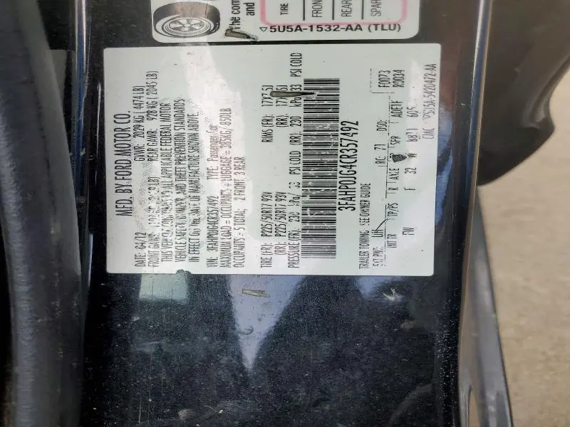 2012 FORD FUSION SEL  