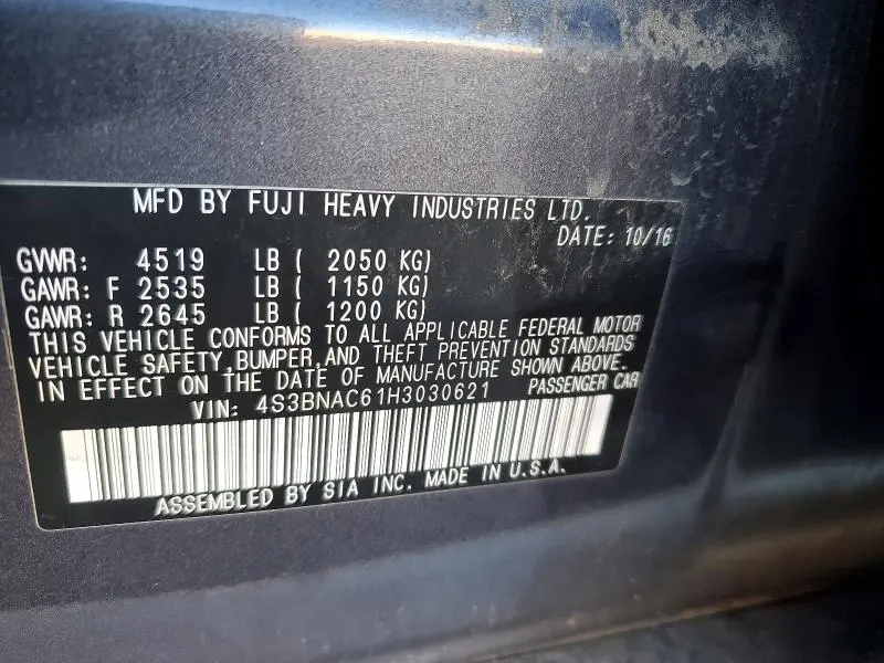 2017 SUBARU LEGACY 2.5I PREMIUM  