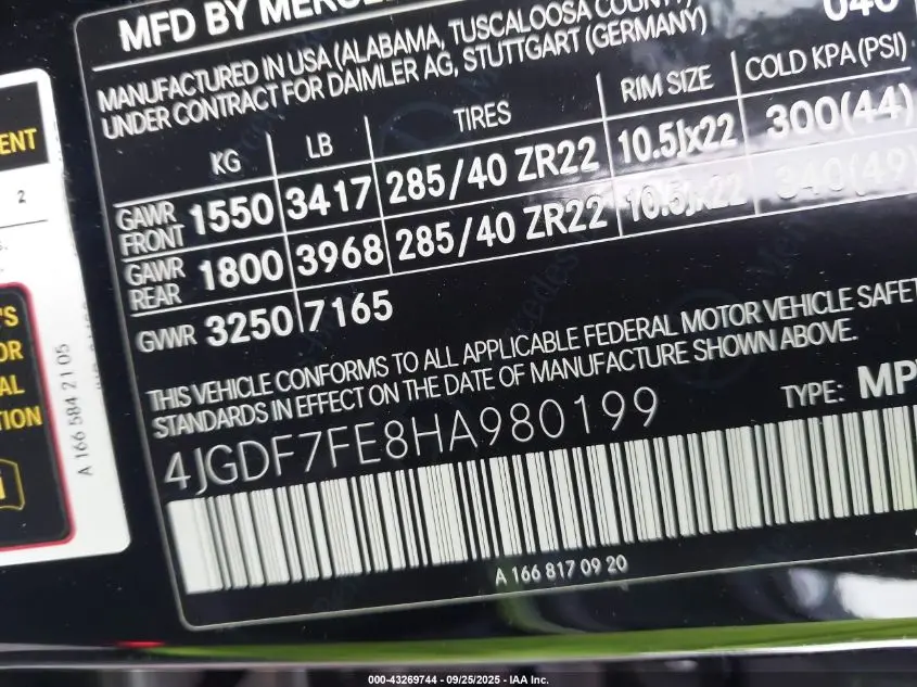 2017 MERCEDES-BENZ AMG GLS 63 4MATIC