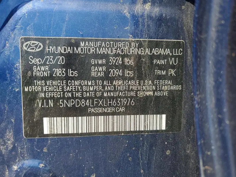 2020 HYUNDAI ELANTRA SEL  