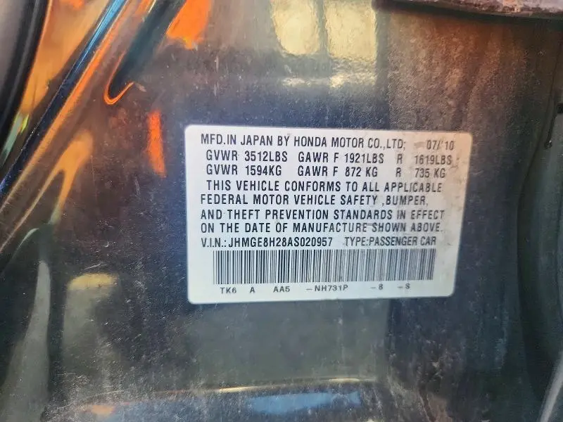 2010 HONDA FIT   