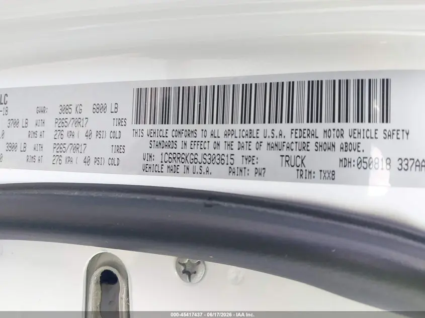 2018 RAM 1500 TRADESMAN  4X2 5'7 BOX