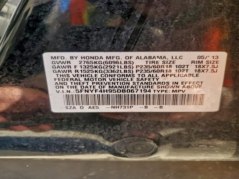 2013 HONDA PILOT TOURING  