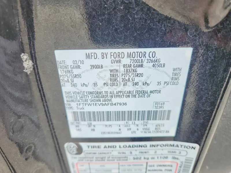 2010 FORD F150 SUPERCREW  