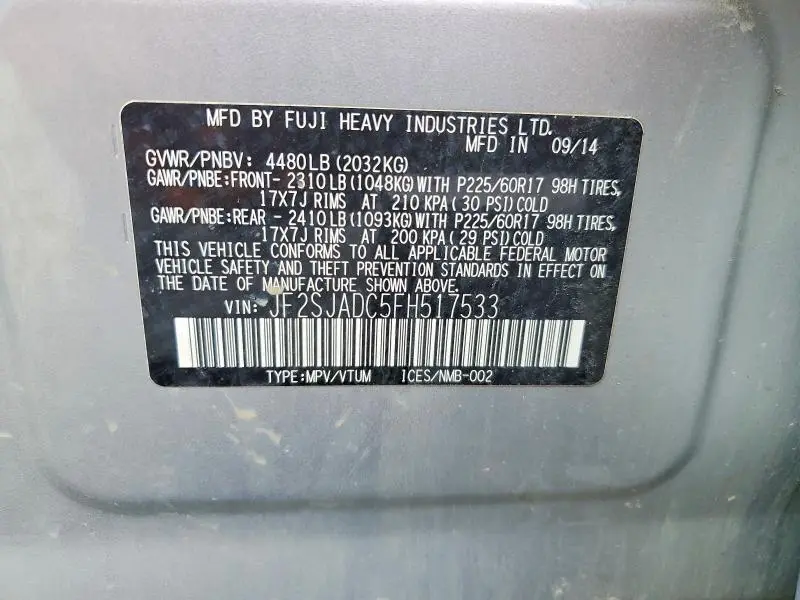 2015 SUBARU FORESTER 2.5I PREMIUM  