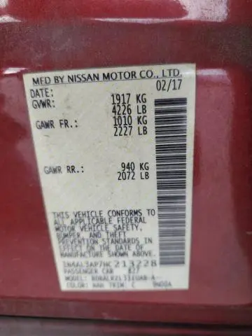 2017 NISSAN ALTIMA 2.5  