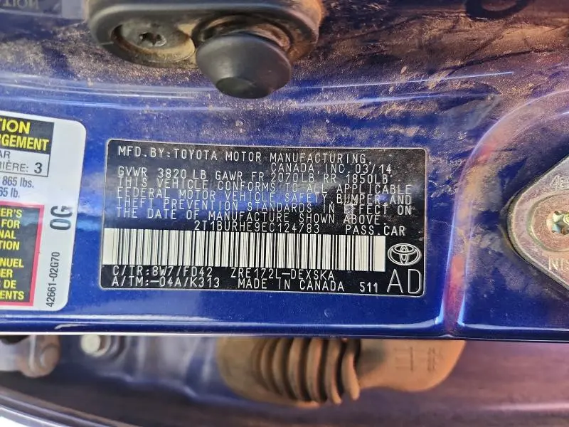 2014 TOYOTA COROLLA S  