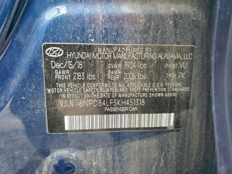 2019 HYUNDAI ELANTRA SEL  