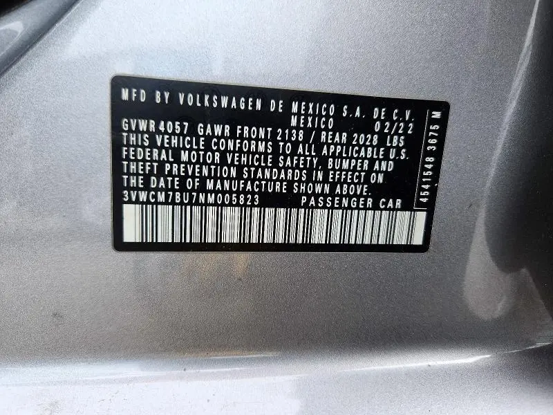 2022 VOLKSWAGEN JETTA S  