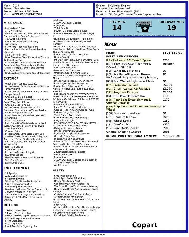 2019 MERCEDES-BENZ S 560  