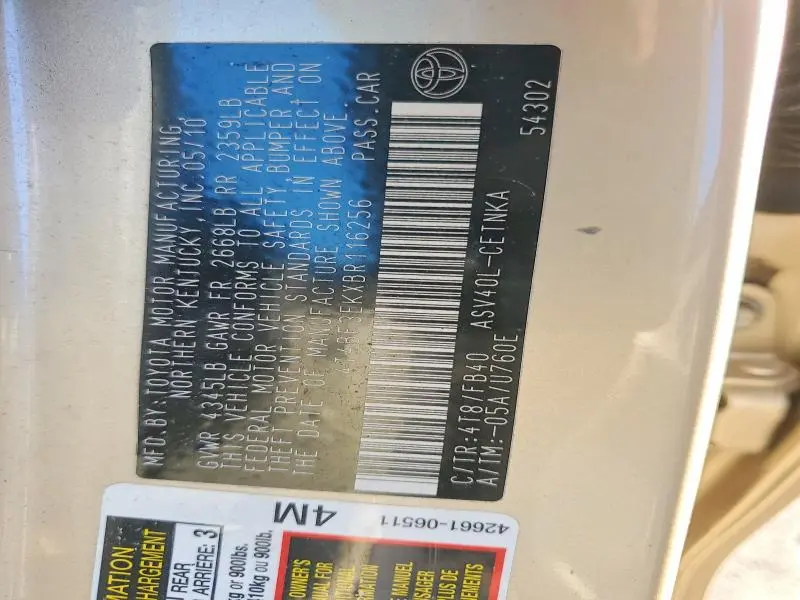 2011 TOYOTA CAMRY BASE  