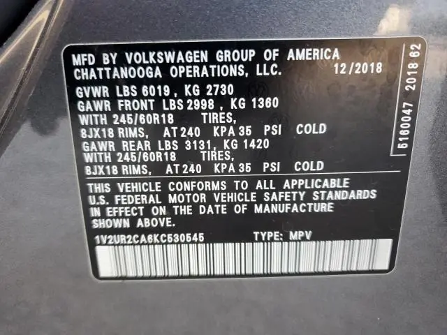 2019 VOLKSWAGEN ATLAS SE