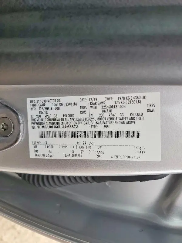 2020 FORD ESCAPE SEL  