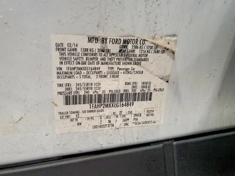 2014 FORD TAURUS POLICE INTERCEPTOR  