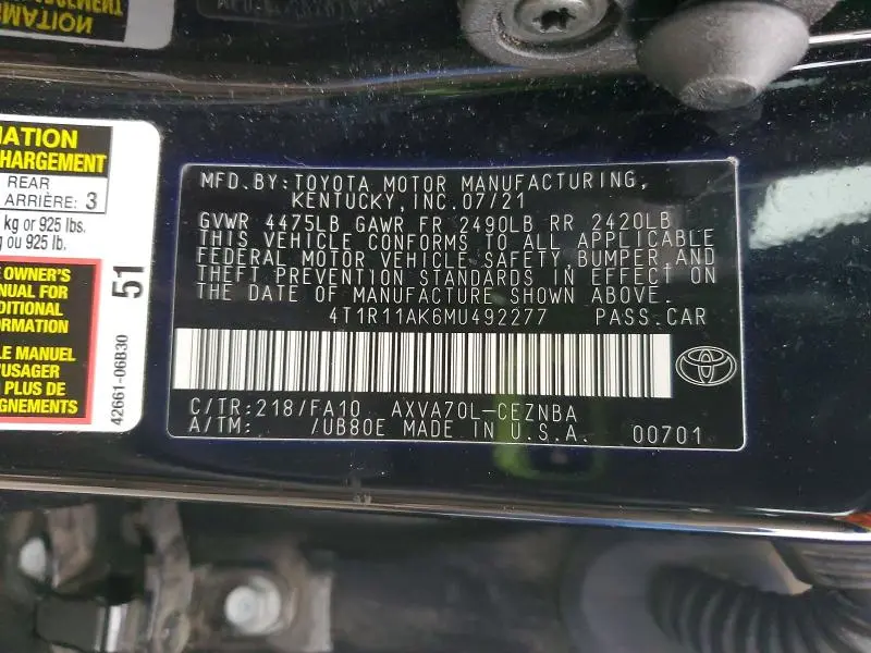 2021 TOYOTA CAMRY LE  