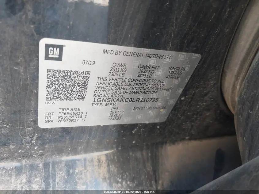 2020 CHEVROLET TAHOE 4WD LS