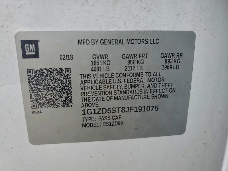 2018 CHEVROLET MALIBU LT  