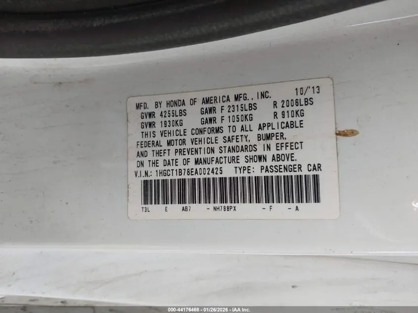 2014 HONDA ACCORD EX