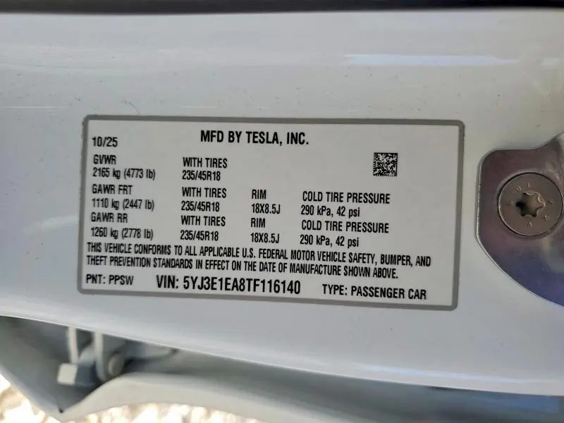 2026 TESLA MODEL 3   